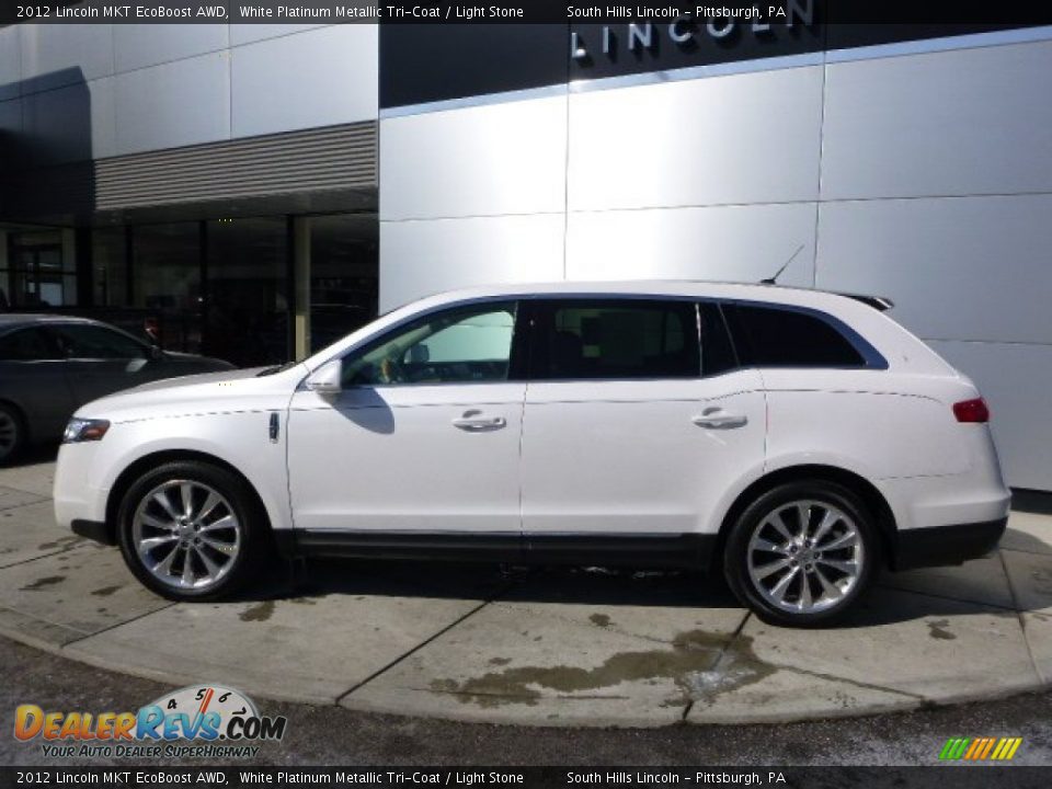2012 Lincoln MKT EcoBoost AWD White Platinum Metallic Tri-Coat / Light Stone Photo #2