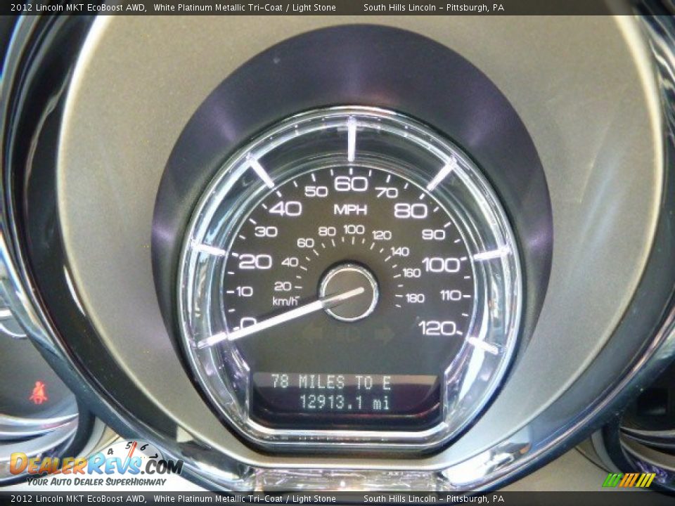 2012 Lincoln MKT EcoBoost AWD White Platinum Metallic Tri-Coat / Light Stone Photo #24