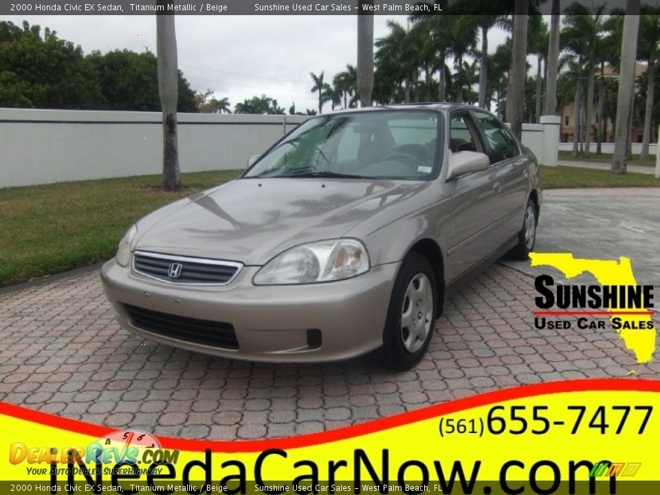 2000 Honda Civic EX Sedan Titanium Metallic / Beige Photo #1
