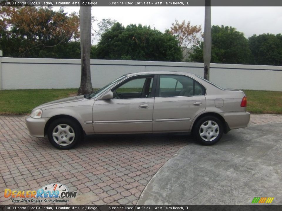 2000 Honda Civic EX Sedan Titanium Metallic / Beige Photo #2
