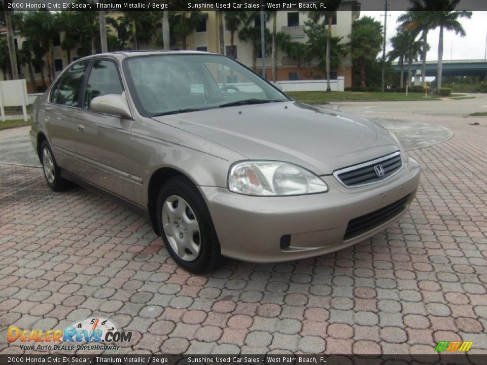 2000 Honda Civic EX Sedan Titanium Metallic / Beige Photo #6