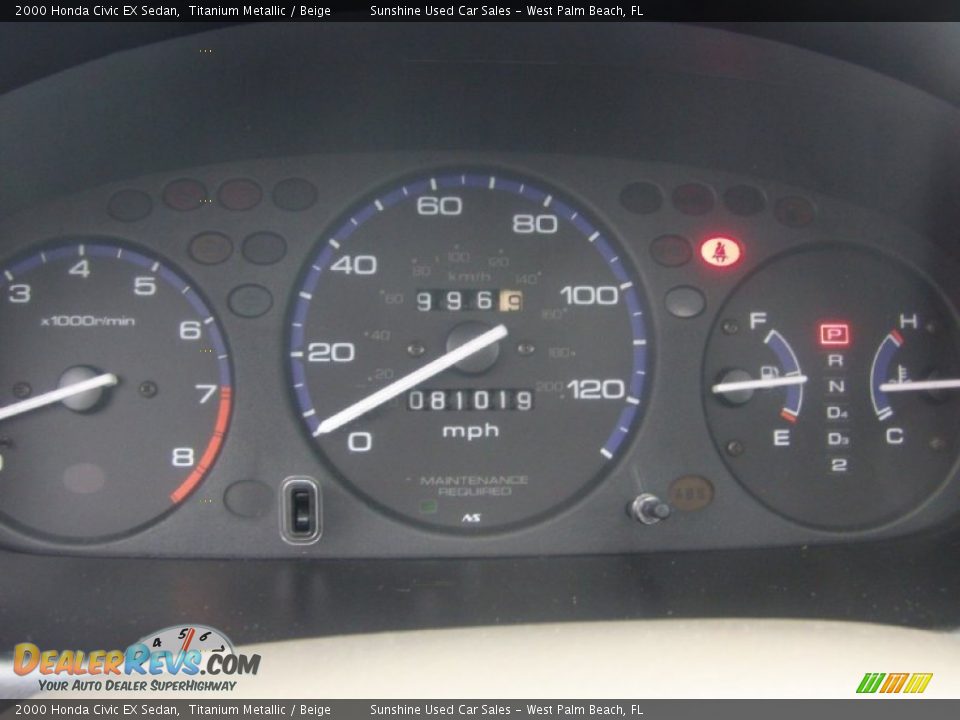 2000 Honda Civic EX Sedan Titanium Metallic / Beige Photo #10