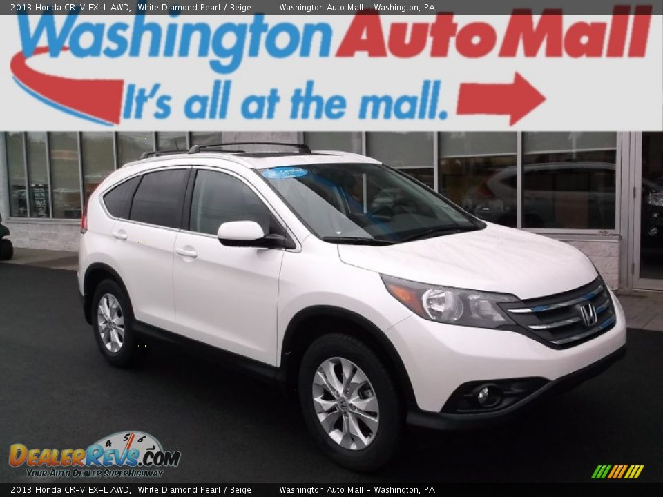 2013 Honda CR-V EX-L AWD White Diamond Pearl / Beige Photo #1