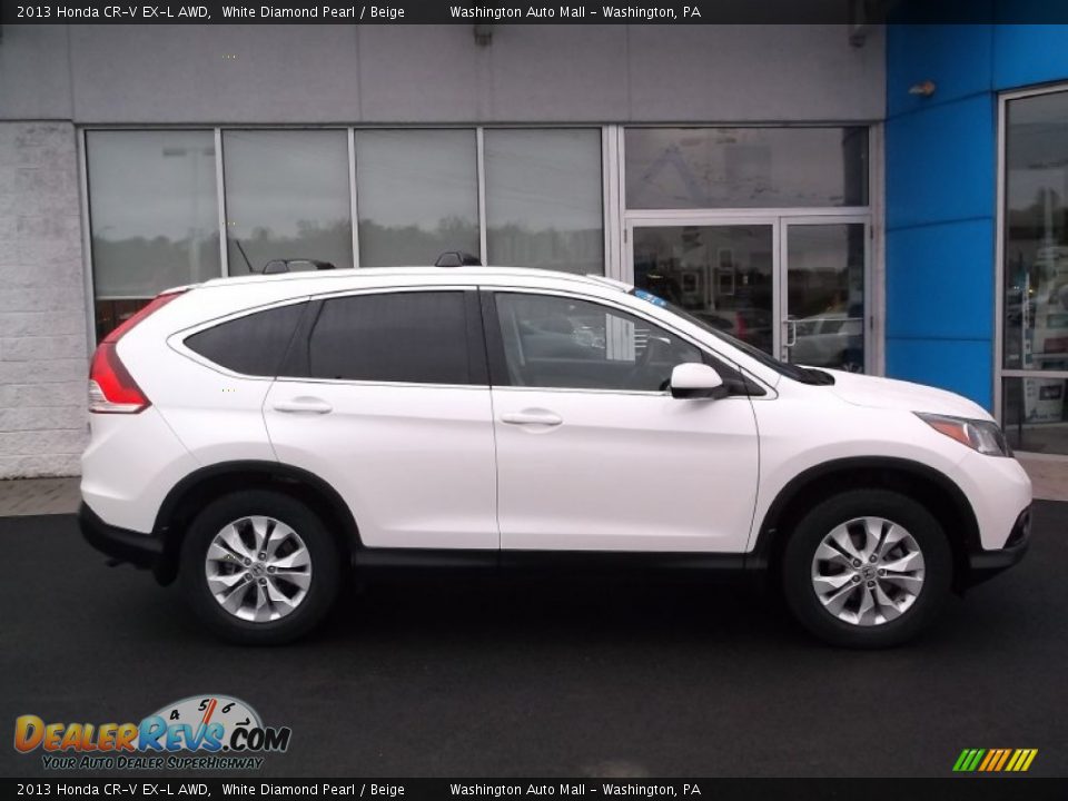 2013 Honda CR-V EX-L AWD White Diamond Pearl / Beige Photo #2