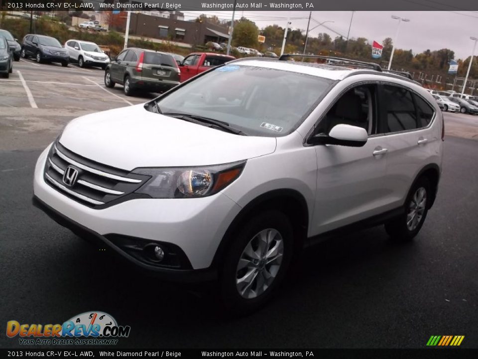 2013 Honda CR-V EX-L AWD White Diamond Pearl / Beige Photo #6