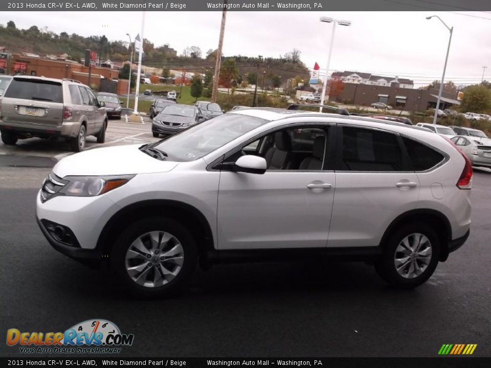 2013 Honda CR-V EX-L AWD White Diamond Pearl / Beige Photo #7