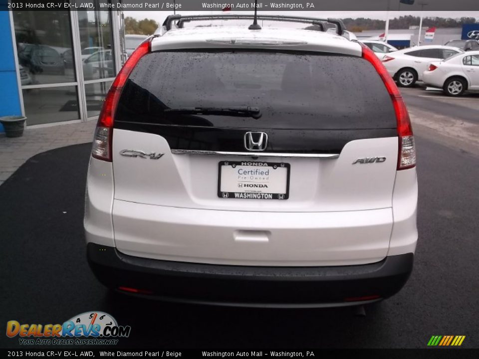 2013 Honda CR-V EX-L AWD White Diamond Pearl / Beige Photo #8