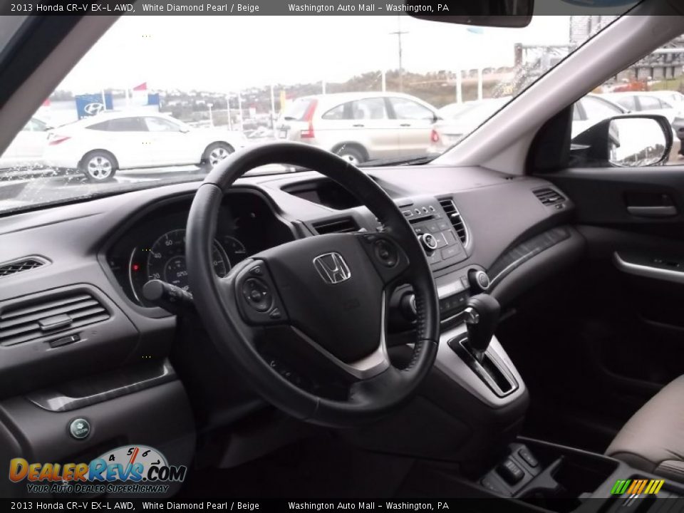 2013 Honda CR-V EX-L AWD White Diamond Pearl / Beige Photo #12