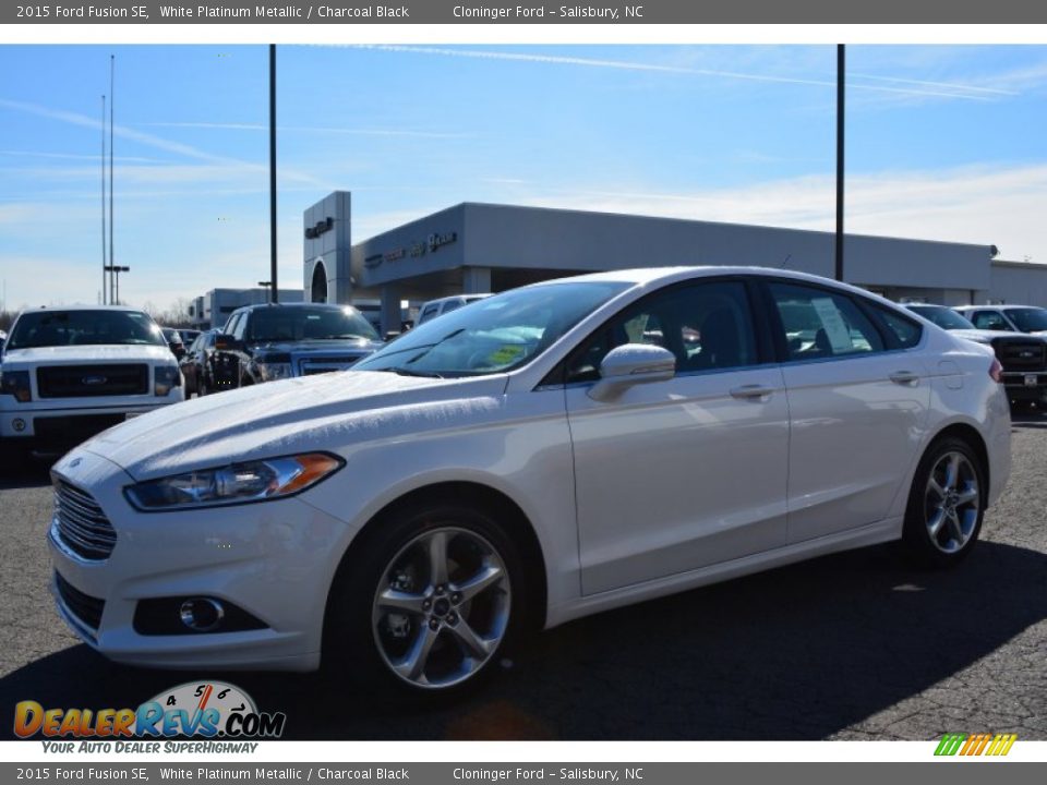 2015 Ford Fusion SE White Platinum Metallic / Charcoal Black Photo #3