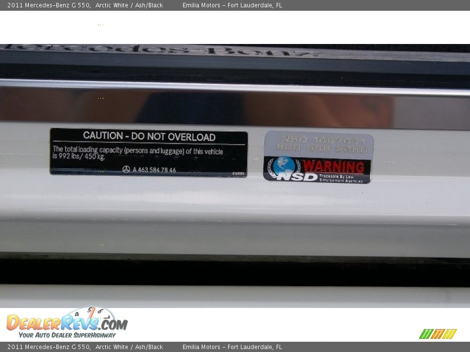 2011 Mercedes-Benz G 550 Arctic White / Ash/Black Photo #61