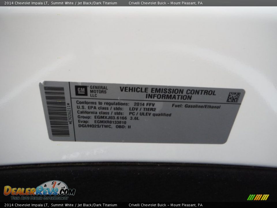 2014 Chevrolet Impala LT Summit White / Jet Black/Dark Titanium Photo #12
