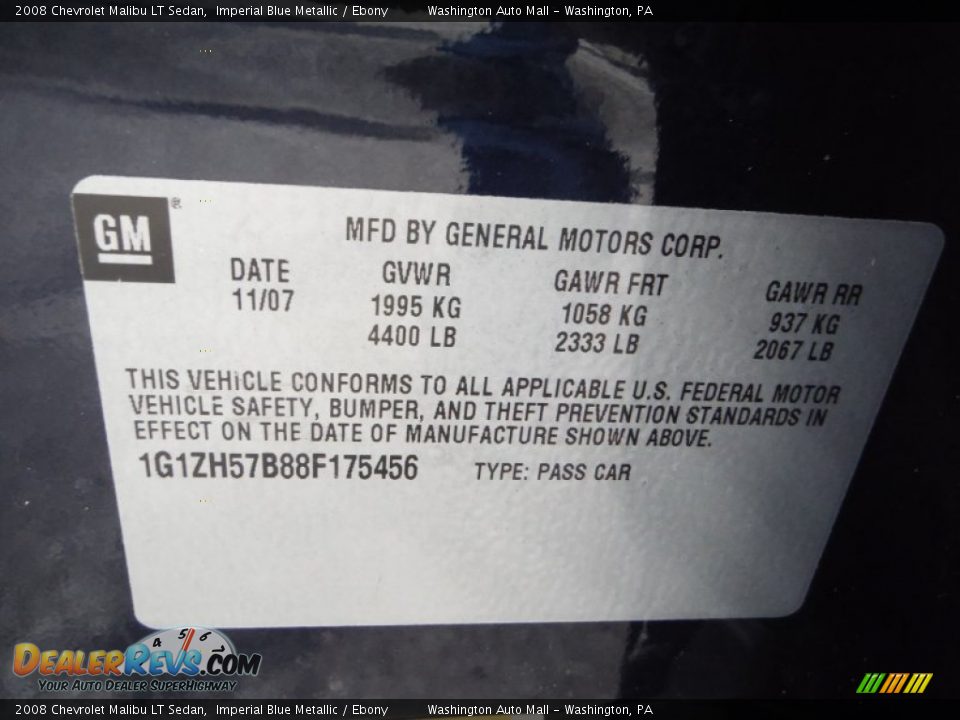 2008 Chevrolet Malibu LT Sedan Imperial Blue Metallic / Ebony Photo #19