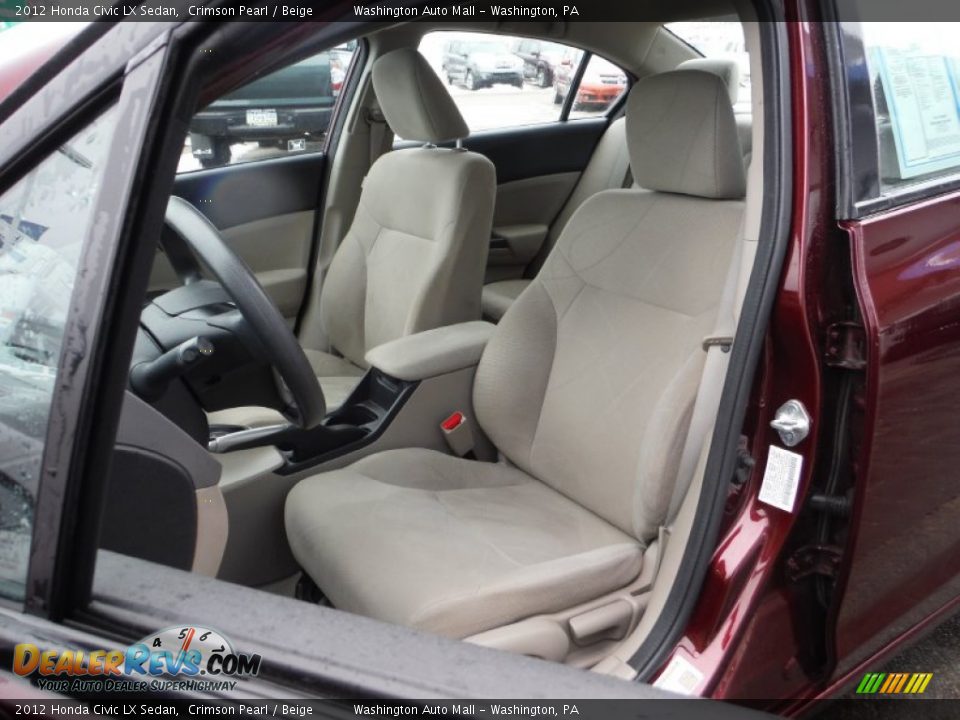 2012 Honda Civic LX Sedan Crimson Pearl / Beige Photo #12