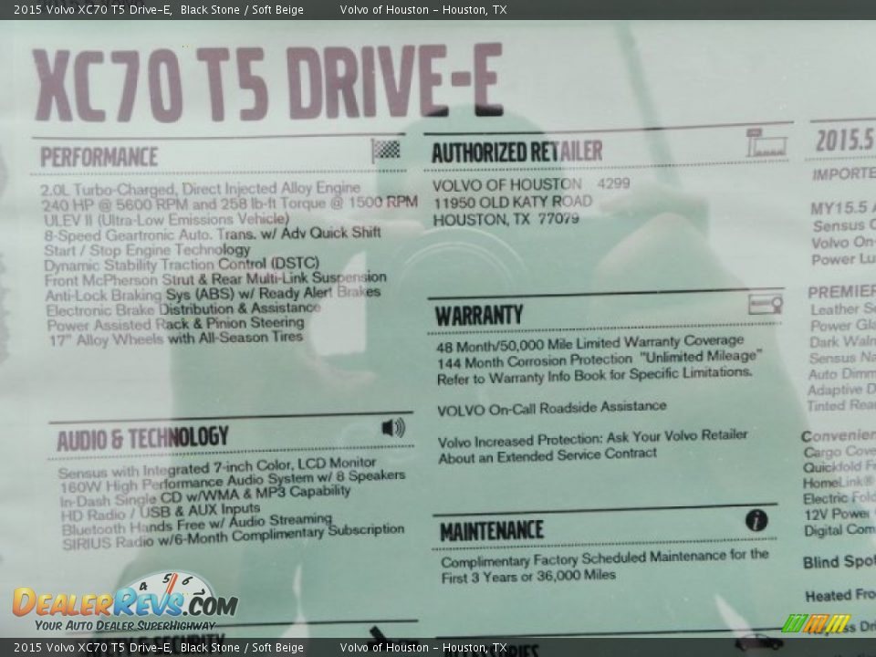 2015 Volvo XC70 T5 Drive-E Window Sticker Photo #31