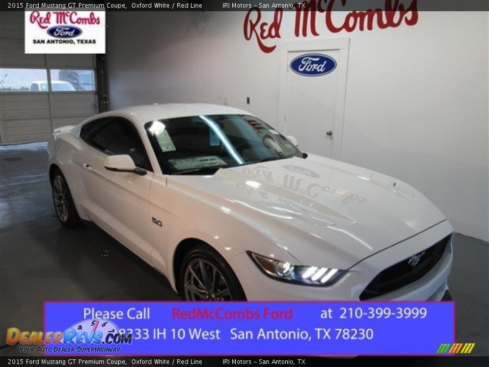 2015 Ford Mustang GT Premium Coupe Oxford White / Red Line Photo #1