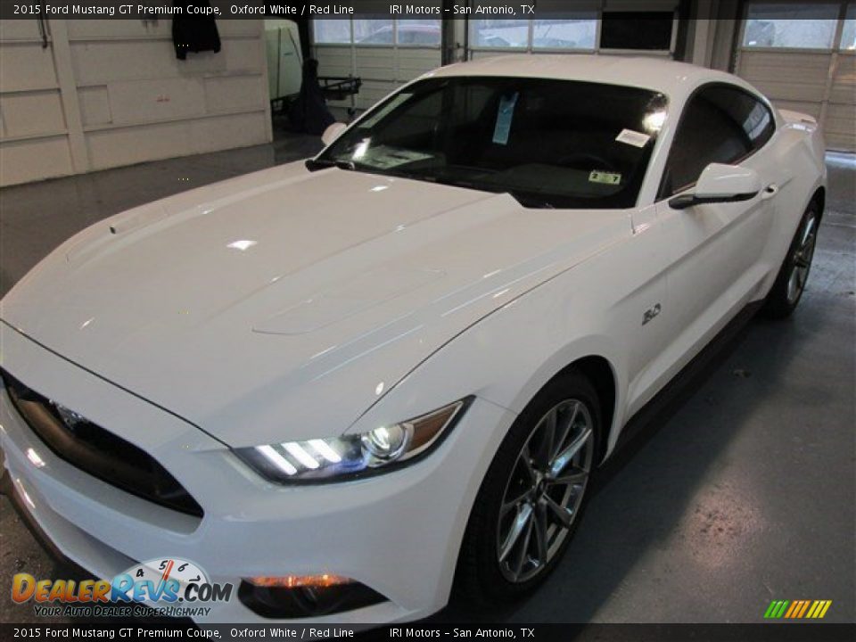 2015 Ford Mustang GT Premium Coupe Oxford White / Red Line Photo #3