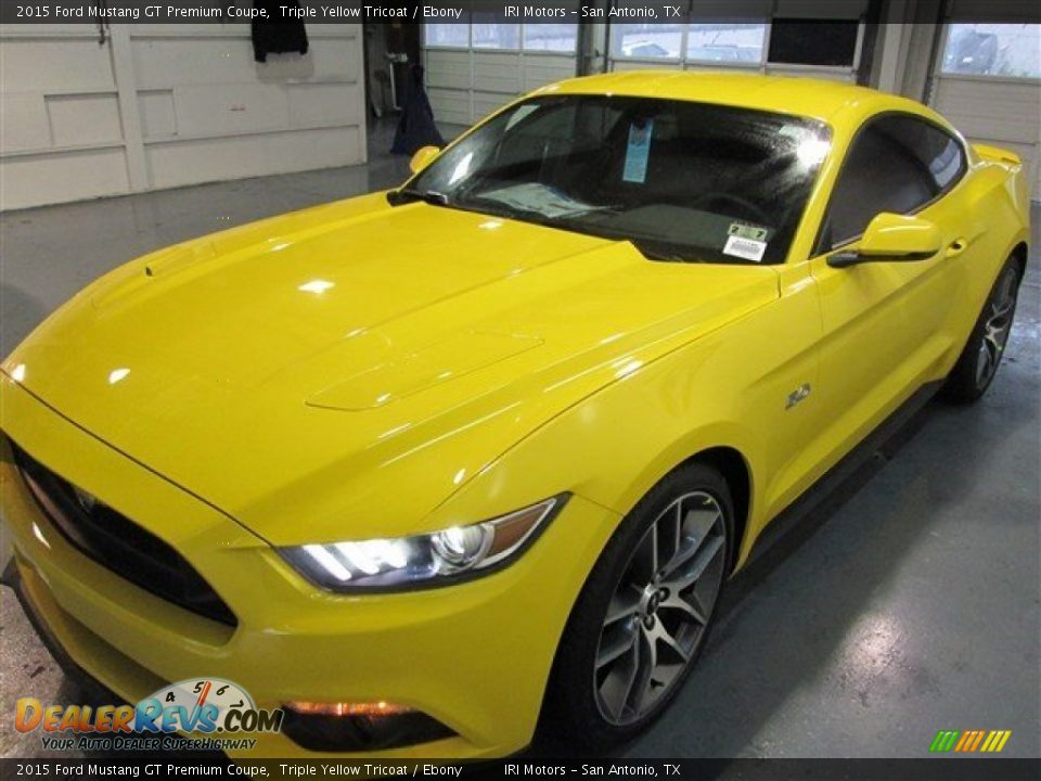 2015 Ford Mustang GT Premium Coupe Triple Yellow Tricoat / Ebony Photo #3