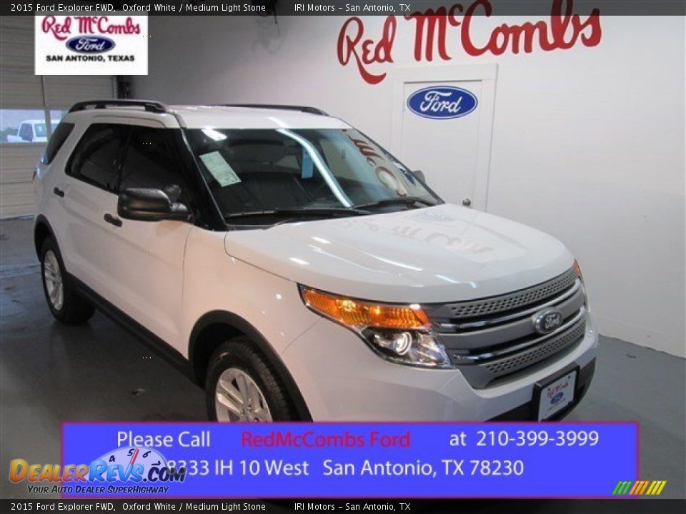 2015 Ford Explorer FWD Oxford White / Medium Light Stone Photo #1