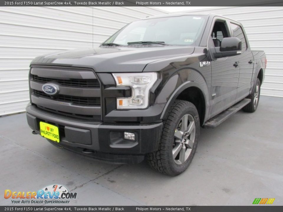 2015 Ford F150 Lariat SuperCrew 4x4 Tuxedo Black Metallic / Black Photo #7