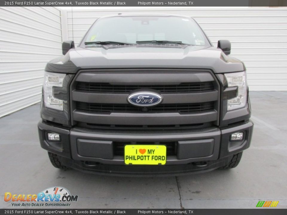 2015 Ford F150 Lariat SuperCrew 4x4 Tuxedo Black Metallic / Black Photo #8