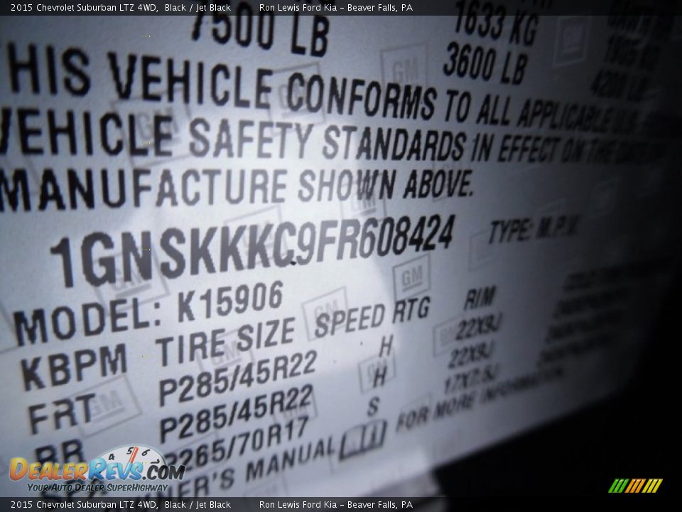 2015 Chevrolet Suburban LTZ 4WD Black / Jet Black Photo #13