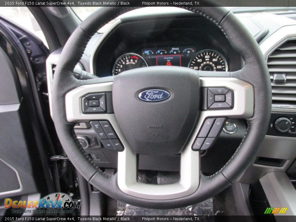 2015 Ford F150 Lariat SuperCrew 4x4 Tuxedo Black Metallic / Black Photo #35