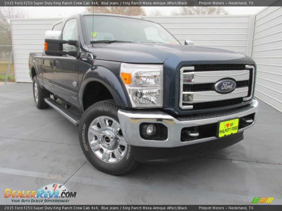 2015 Ford F250 Super Duty King Ranch Crew Cab 4x4 Blue Jeans / King Ranch Mesa Antique Affect/Black Photo #2