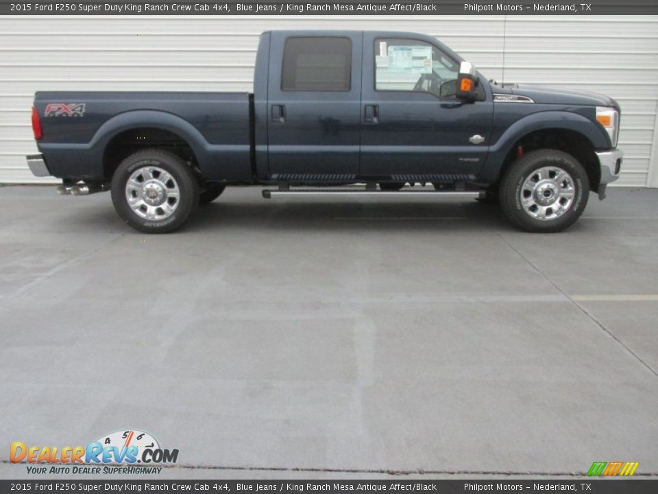 2015 Ford F250 Super Duty King Ranch Crew Cab 4x4 Blue Jeans / King Ranch Mesa Antique Affect/Black Photo #3