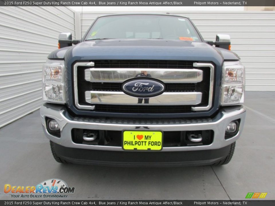 2015 Ford F250 Super Duty King Ranch Crew Cab 4x4 Blue Jeans / King Ranch Mesa Antique Affect/Black Photo #8