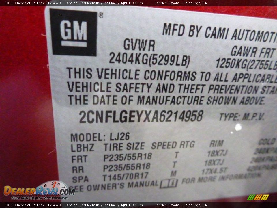 2010 Chevrolet Equinox LTZ AWD Cardinal Red Metallic / Jet Black/Light Titanium Photo #2