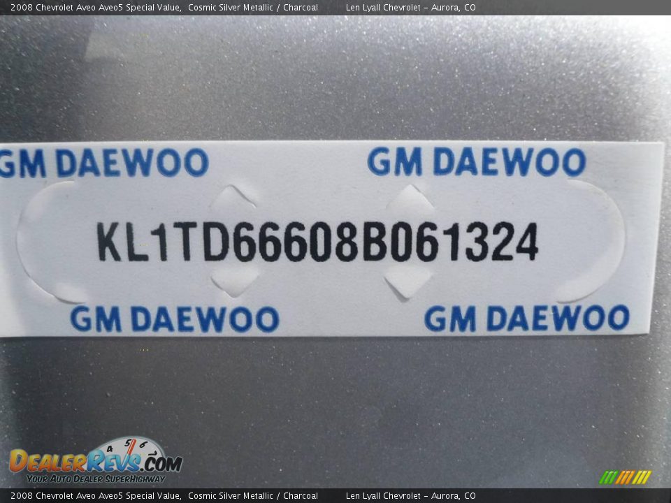 2008 Chevrolet Aveo Aveo5 Special Value Cosmic Silver Metallic / Charcoal Photo #24
