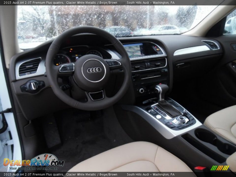 2015 Audi A4 2.0T Premium Plus quattro Glacier White Metallic / Beige/Brown Photo #10