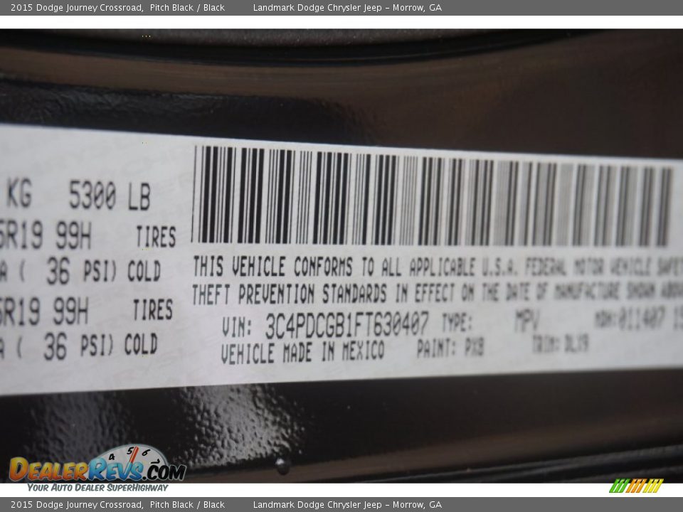 2015 Dodge Journey Crossroad Pitch Black / Black Photo #9