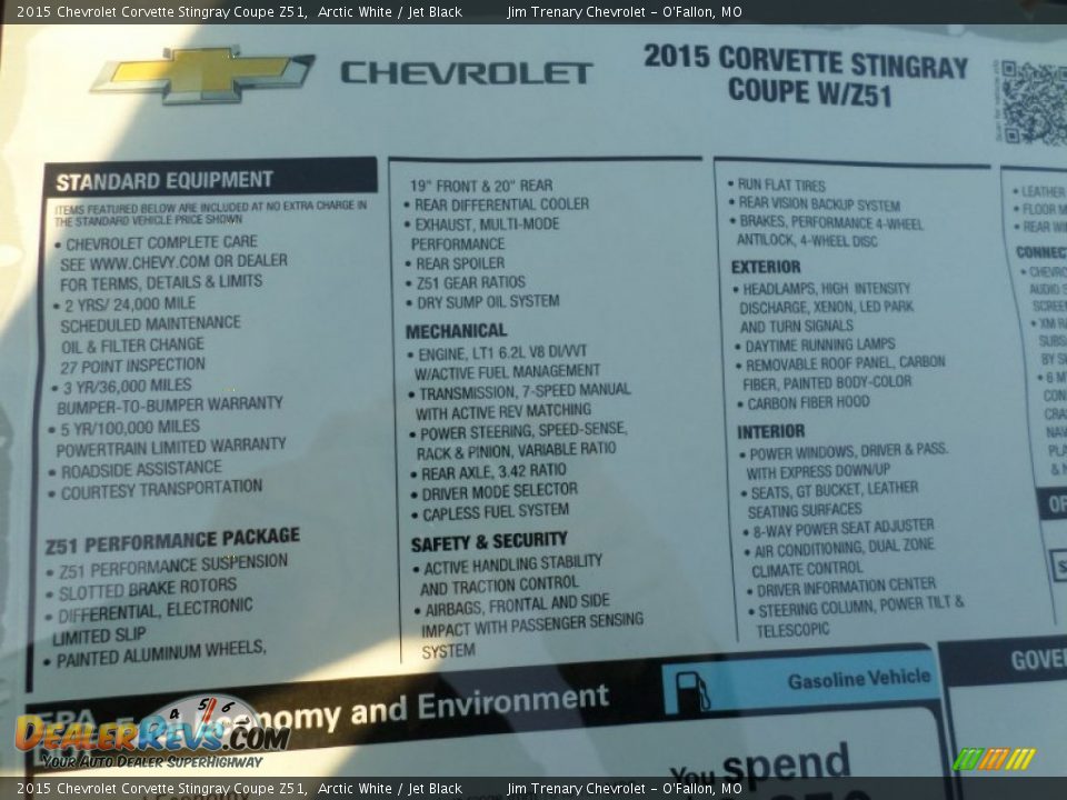 2015 Chevrolet Corvette Stingray Coupe Z51 Arctic White / Jet Black Photo #32