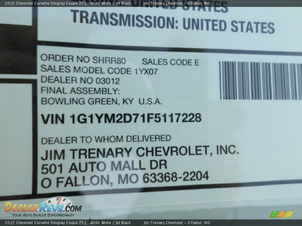 2015 Chevrolet Corvette Stingray Coupe Z51 Arctic White / Jet Black Photo #34