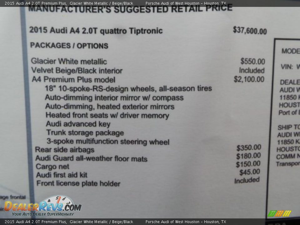 2015 Audi A4 2.0T Premium Plus Window Sticker Photo #30