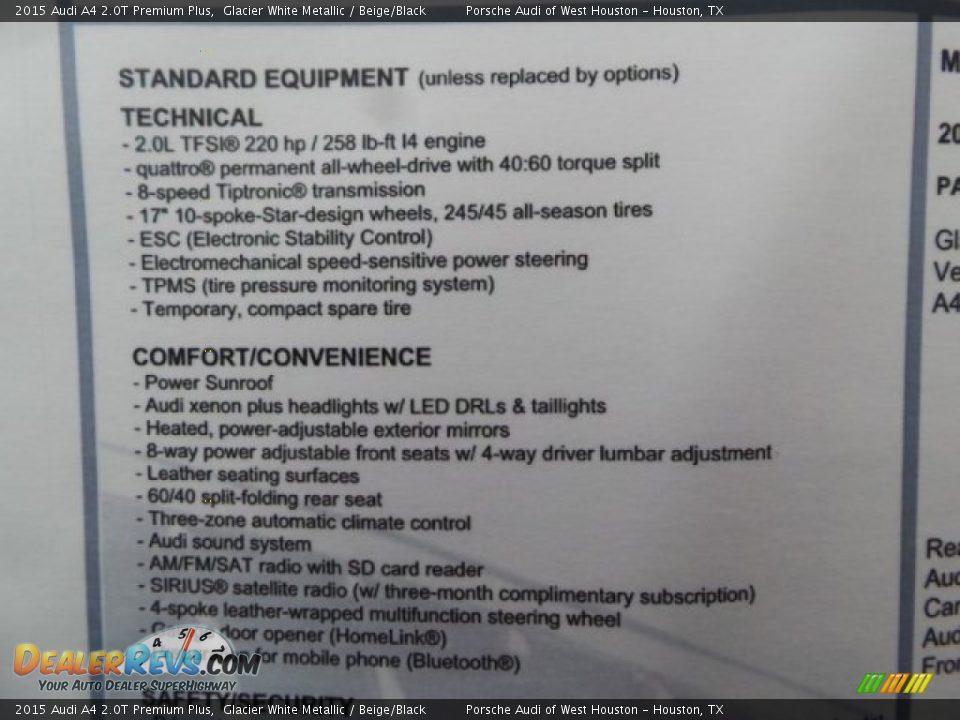 2015 Audi A4 2.0T Premium Plus Window Sticker Photo #31