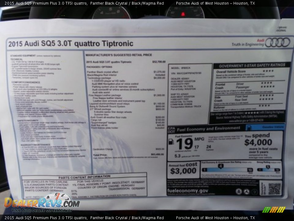 2015 Audi SQ5 Premium Plus 3.0 TFSI quattro Window Sticker Photo #32