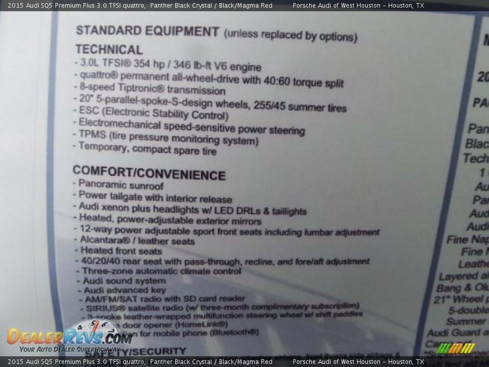 2015 Audi SQ5 Premium Plus 3.0 TFSI quattro Panther Black Crystal / Black/Magma Red Photo #34