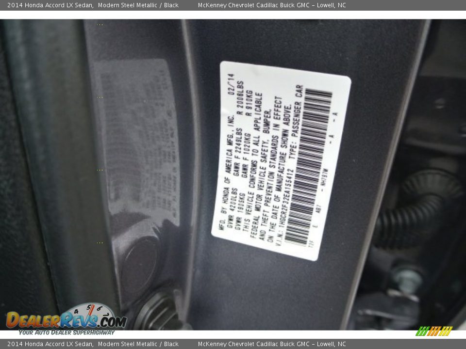 2014 Honda Accord LX Sedan Modern Steel Metallic / Black Photo #7