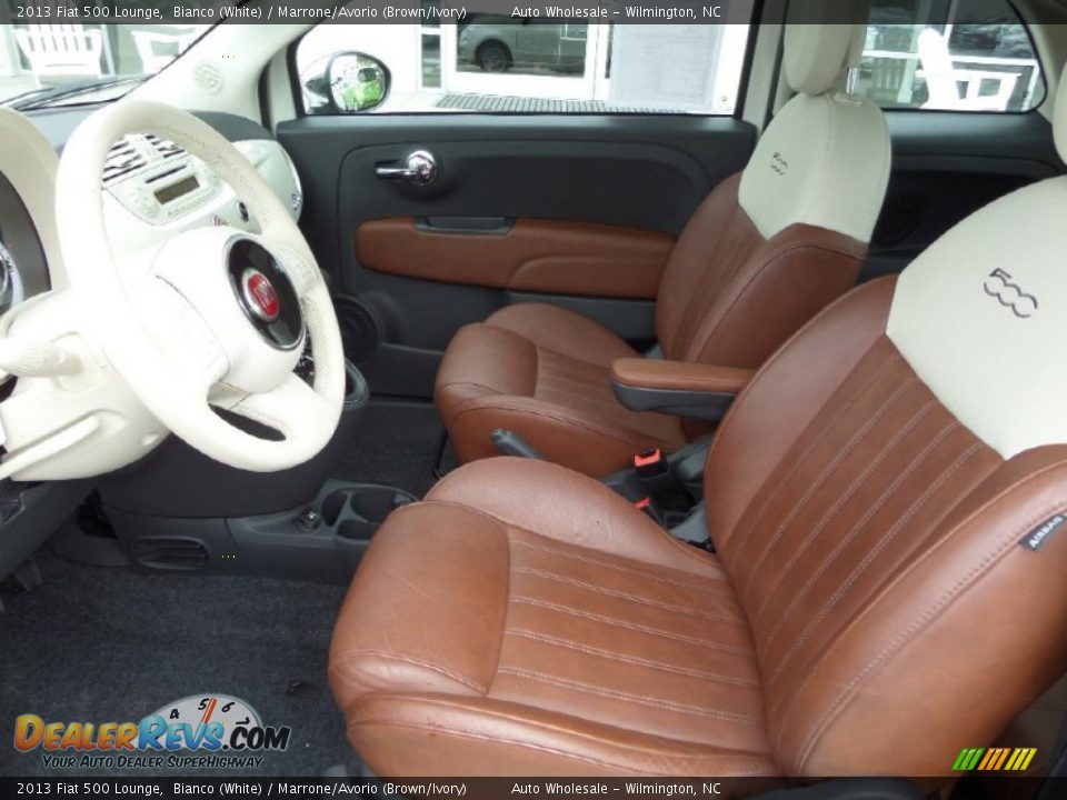 2013 Fiat 500 Lounge Bianco (White) / Marrone/Avorio (Brown/Ivory) Photo #10