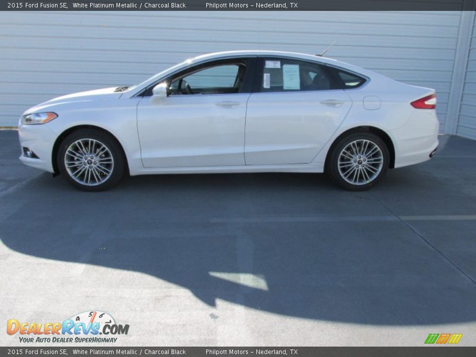 2015 Ford Fusion SE White Platinum Metallic / Charcoal Black Photo #6