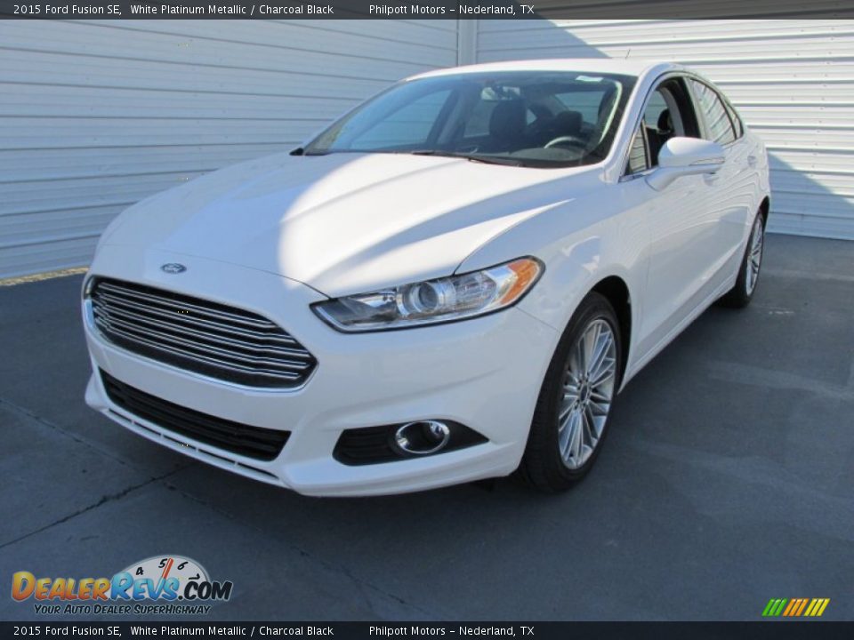 2015 Ford Fusion SE White Platinum Metallic / Charcoal Black Photo #7