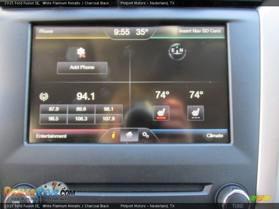 2015 Ford Fusion SE White Platinum Metallic / Charcoal Black Photo #25