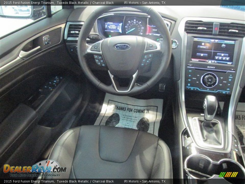 2015 Ford Fusion Energi Titanium Tuxedo Black Metallic / Charcoal Black Photo #12