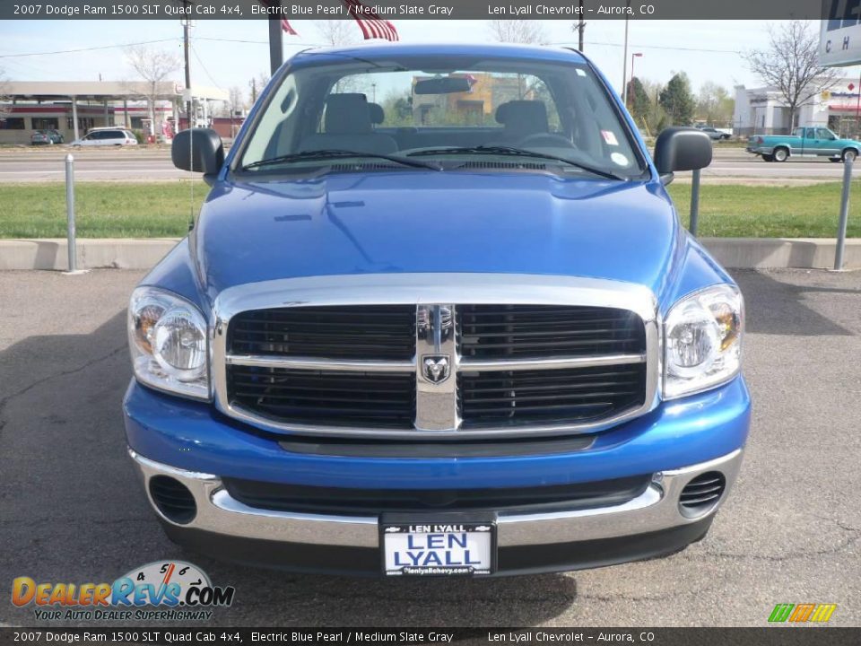 2007 Dodge Ram 1500 SLT Quad Cab 4x4 Electric Blue Pearl / Medium Slate Gray Photo #2