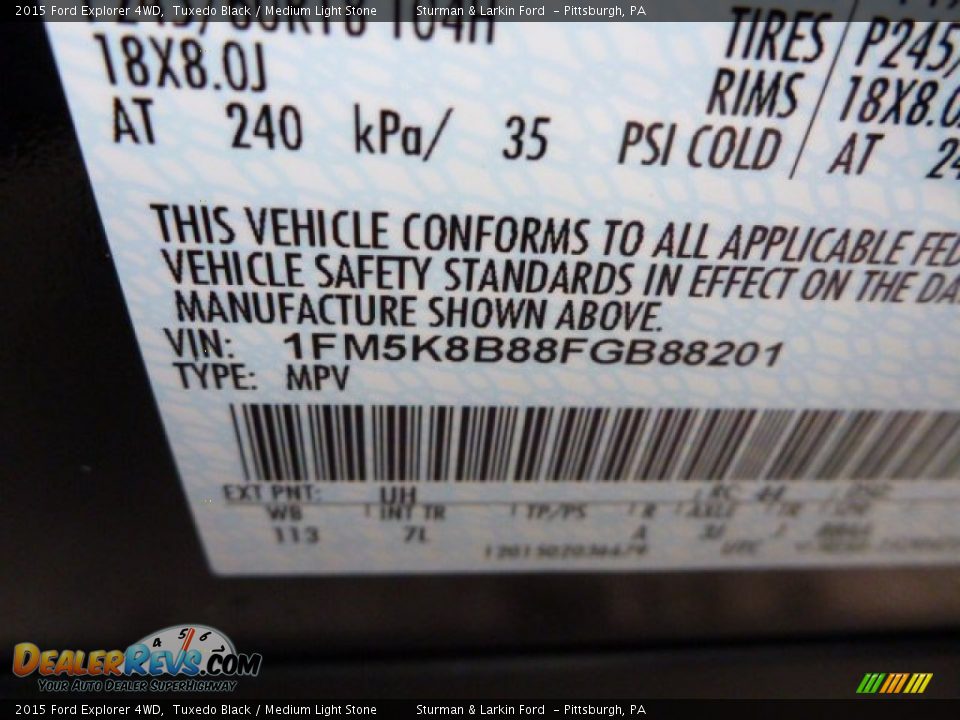 2015 Ford Explorer 4WD Tuxedo Black / Medium Light Stone Photo #12