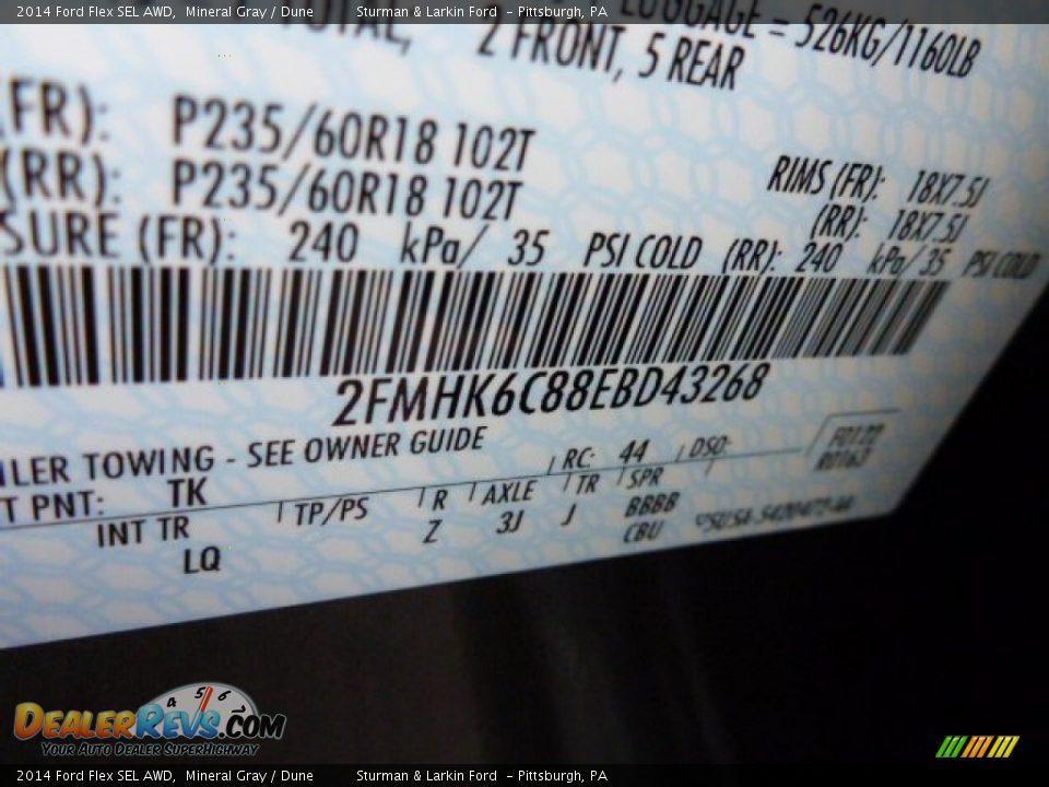 2014 Ford Flex SEL AWD Mineral Gray / Dune Photo #12