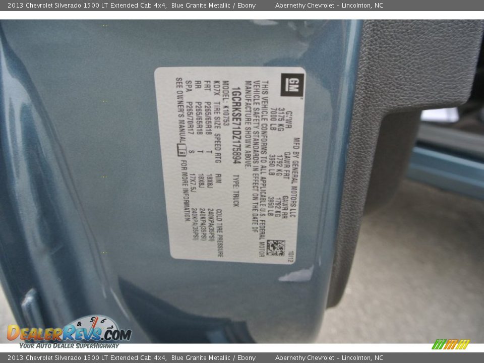 2013 Chevrolet Silverado 1500 LT Extended Cab 4x4 Blue Granite Metallic / Ebony Photo #7