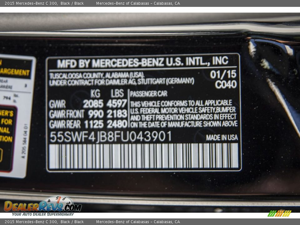 2015 Mercedes-Benz C 300 Black / Black Photo #7